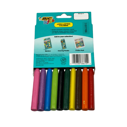 10 CRAYONS Wax School Arts Kids Activities Crafts Easy Grip BIC multi colour - DM Store