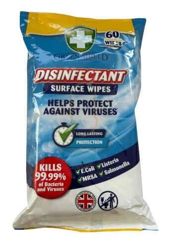 3 x 60 Green Shield Lemon Fresh Disinfectant Wipes