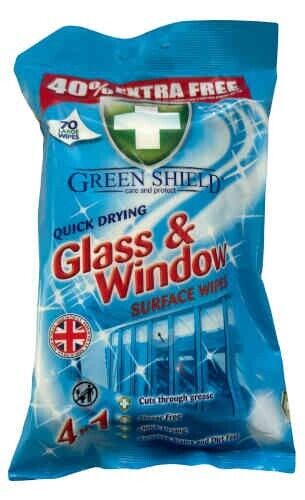Green Shield Glass & Mirror Wipes 2 x 70 Pack