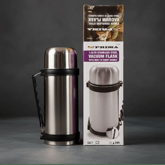 1 Litre Stainless Steel Vacuum Flask with Handle | Hot & Cold Thermos - DM Store