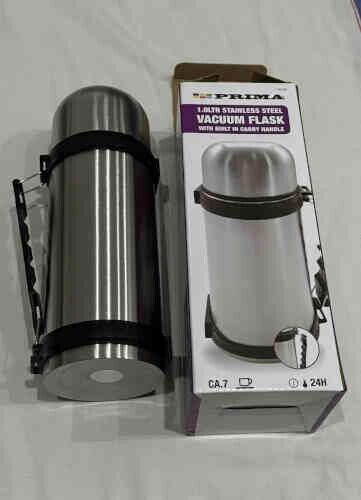 1 Litre Vacuum Flask with Handle Stainless Steel Thermos for Hot And Cold Drinks - DM Store