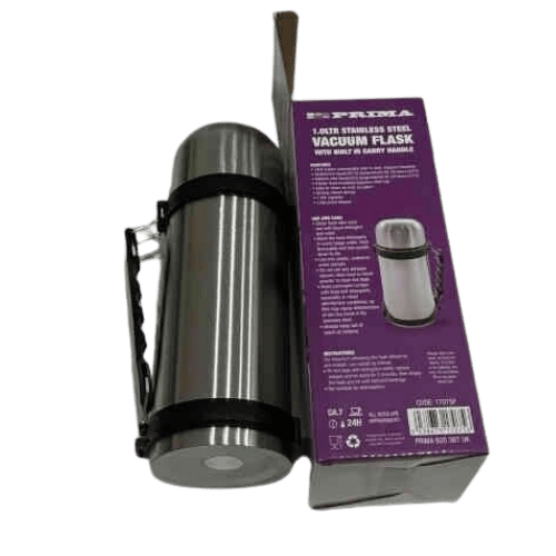 1 Litre Vacuum Flask with Handle Stainless Steel Thermos for Hot And Cold Drinks - DM Store