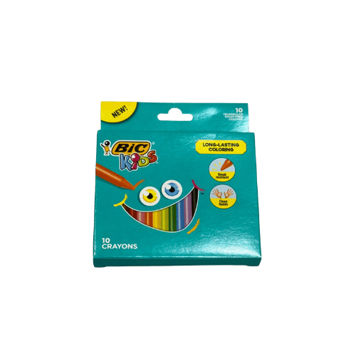 10 CRAYONS Wax School Arts Kids Activities Crafts Easy Grip BIC multi colour - DM Store