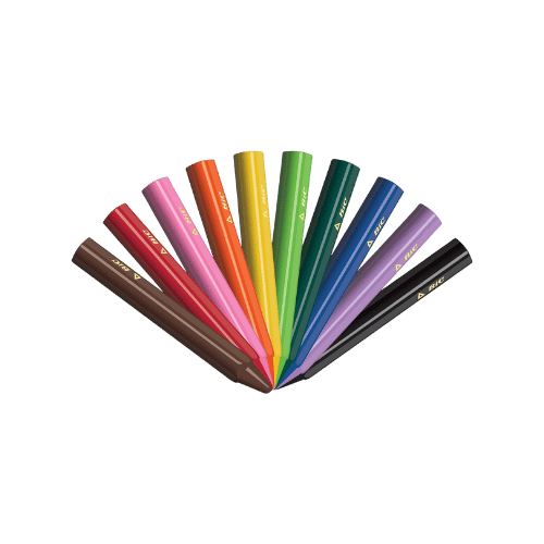 10 CRAYONS Wax School Arts Kids Activities Crafts Easy Grip BIC multi colour - DM Store