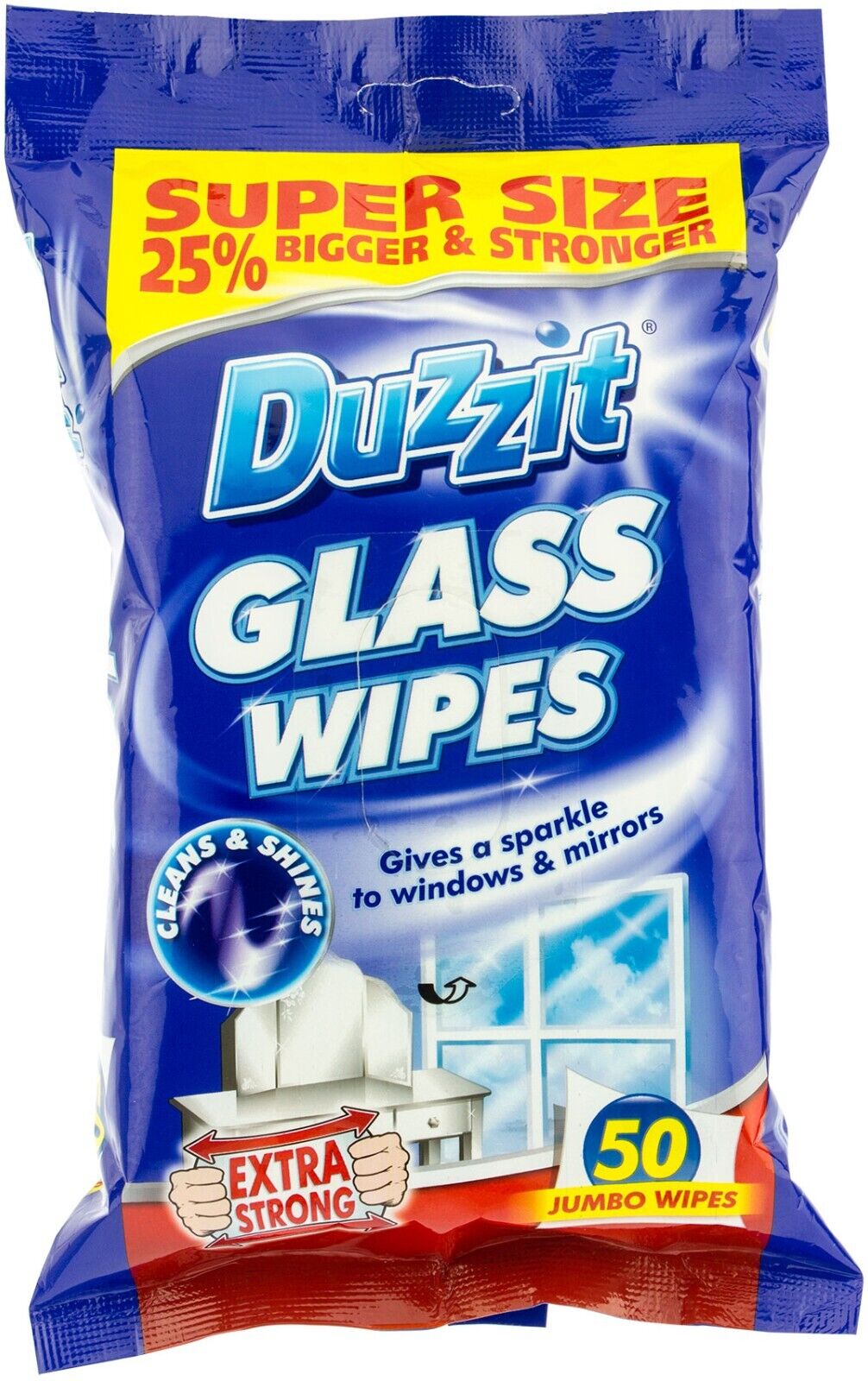 2 X 50 WINDOW CLEANER WIPES GLASS, SHINY SURFACES STREAK - FREE JUMBO EXTRA STRONG - DM Store