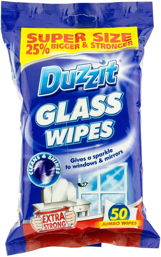 2 X 50 WINDOW CLEANER WIPES GLASS, SHINY SURFACES STREAK - FREE JUMBO EXTRA STRONG - DM Store