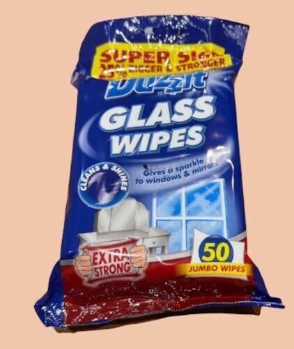2 X 50 WINDOW CLEANER WIPES GLASS, SHINY SURFACES STREAK - FREE JUMBO EXTRA STRONG - DM Store