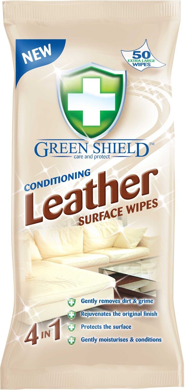 2 X 70 GREEN SHIELD LEATHER SURFACE CONDITIONING WIPES LARGE SOFA CAR BAG CHAIR - DM Store