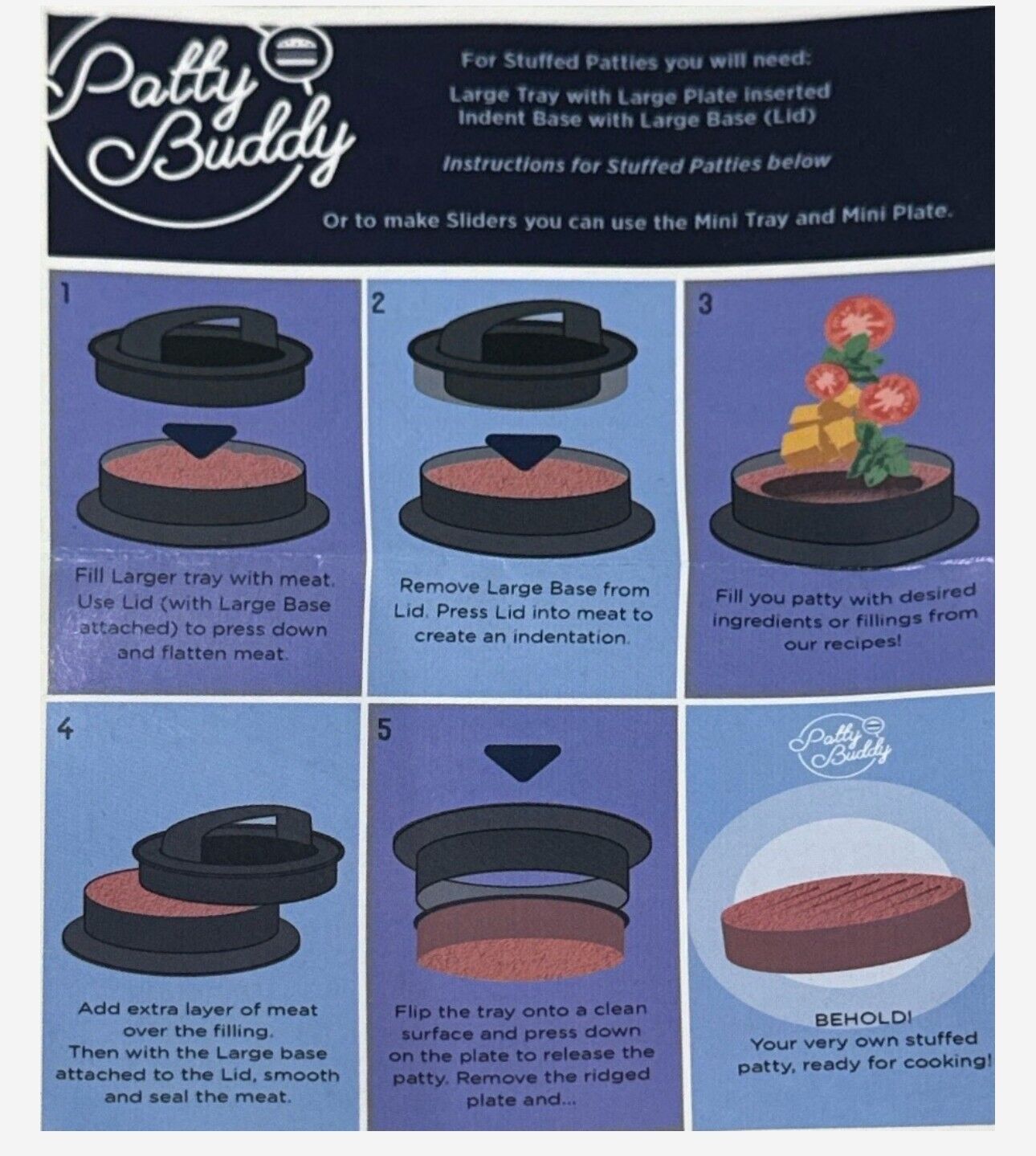 Burger Press Patty Maker Mold 2 Sizes and 60 Patty Papers, Non-stick