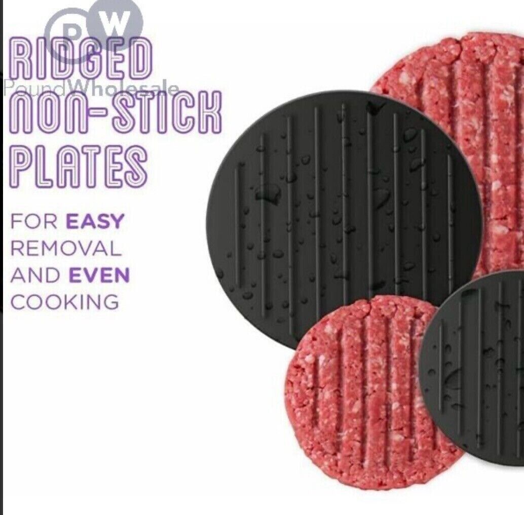 Burger Press Patty Maker Mold 2 Sizes and 60 Patty Papers, Non-stick