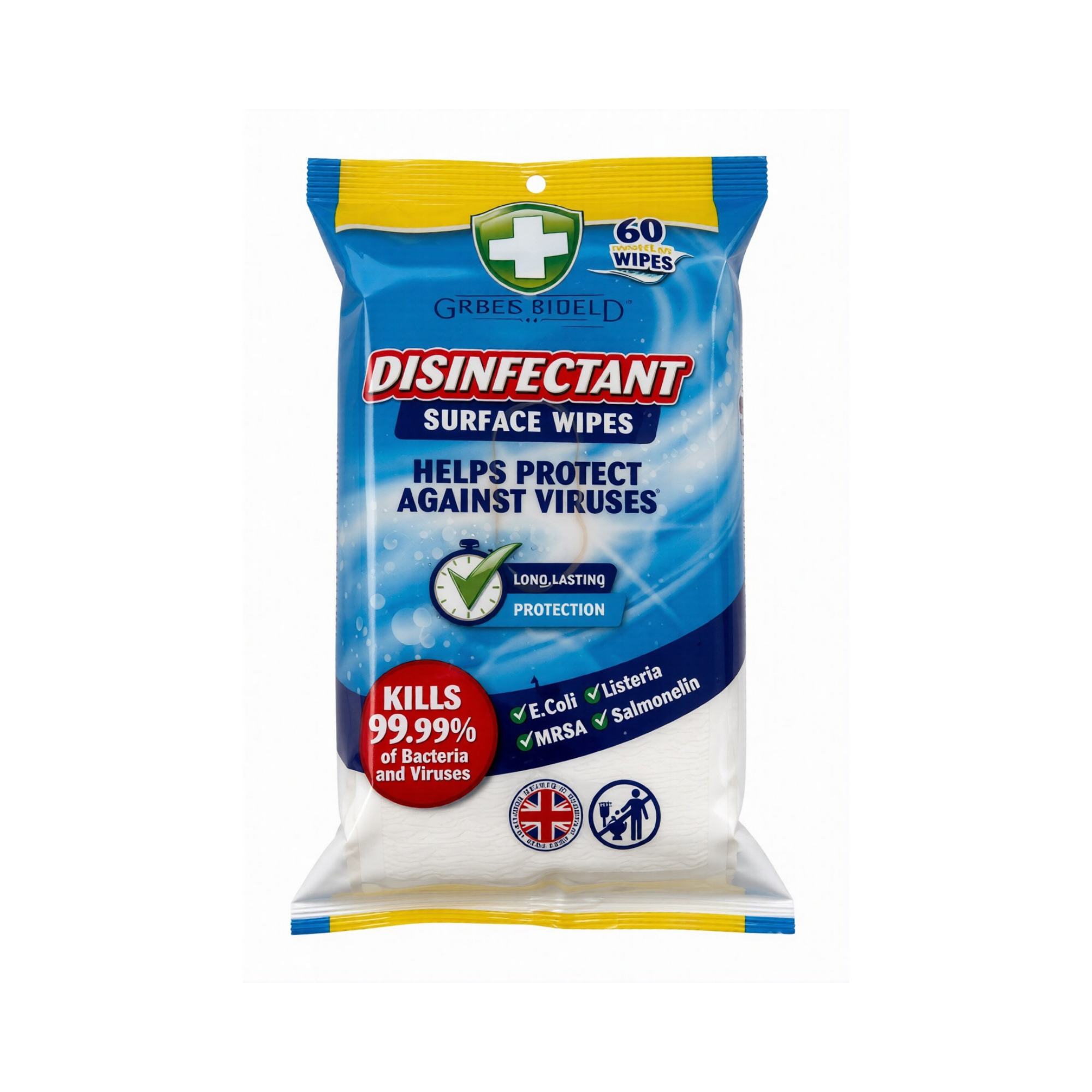 Green Shield Disinfectant Lemon Fresh Surface Wipes 3 x 60