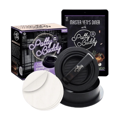 Burger Press Patty Maker Mold 2 Sizes and 60 Patty Papers, Non-stick