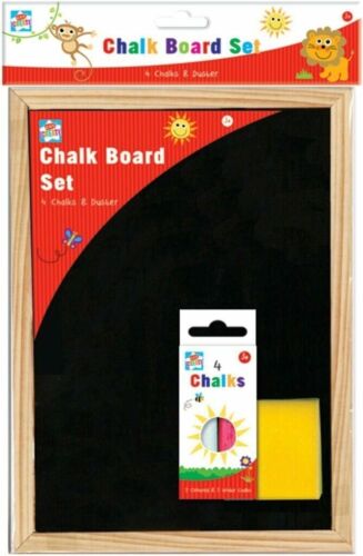 A4 Wooden Kids Chalkboard with Eraser & 4 Chalks