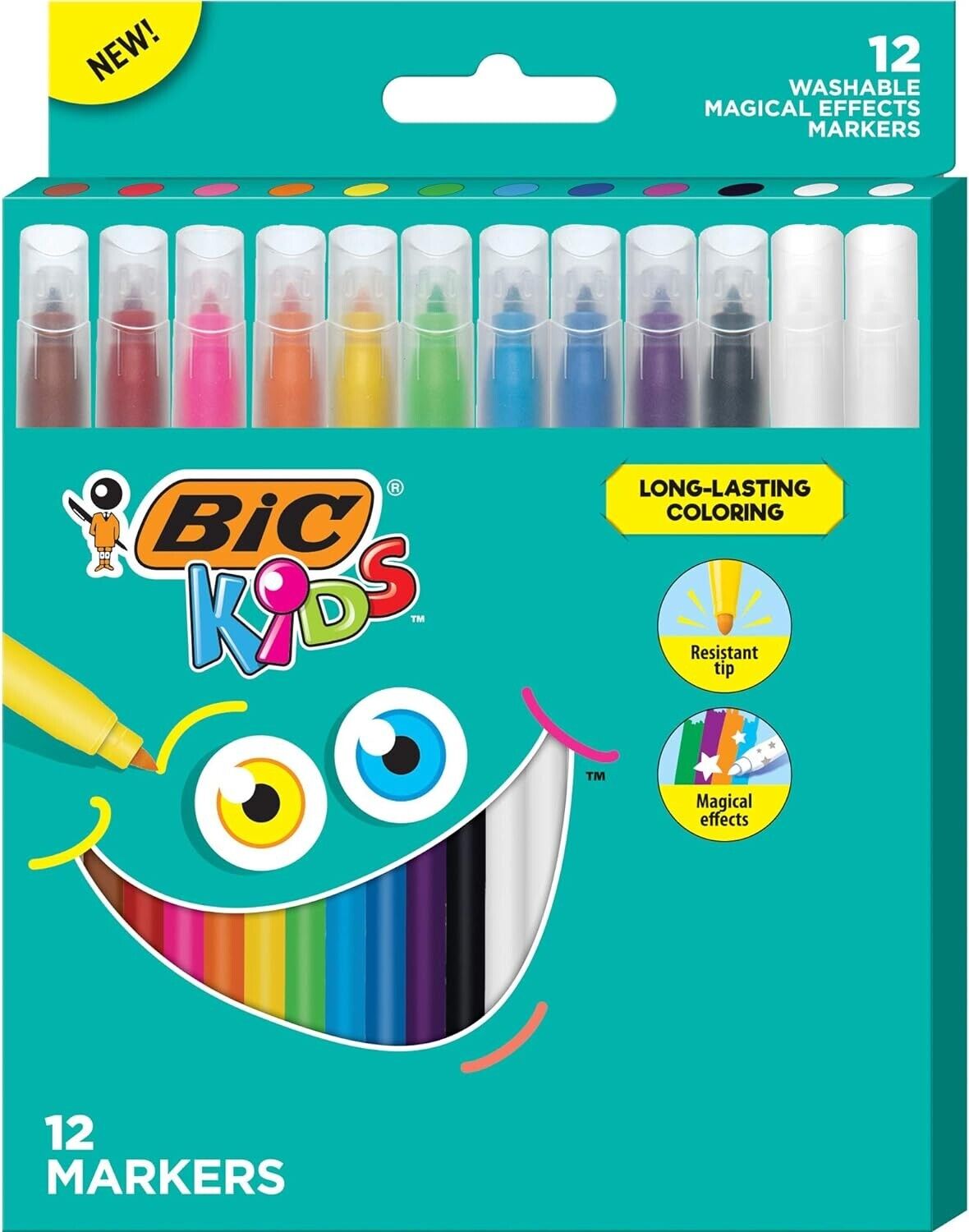 BIC KIDS 12 Markers Washable Multi - coloured - DM Store