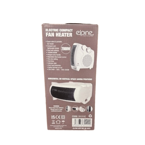 ELECTRIC FAN HEATER, 2 KW COMPACT HOT & WARM AIR PORTABLE HOME CARAVAN MOTORHOME - DM Store