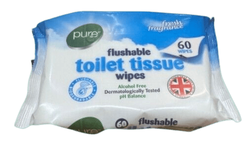 FLUSHABLE TOILET TISSUE WIPES BIODEGRADABLE ALCOHOL FREE FRANGNENCE (60 WIPES) - DM Store