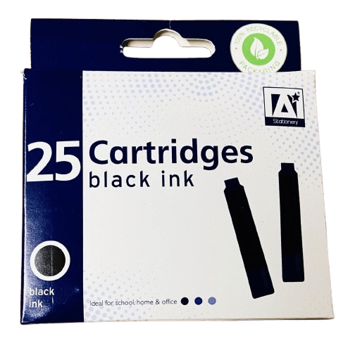 Fountain Pen Black Ink Cartridges (x 25) - DM Store