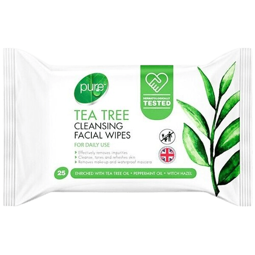PACK OF 2 TEA TREE PURE CLEANSING FACIAL WIPES (2 x 25 WIPES) - DM Store