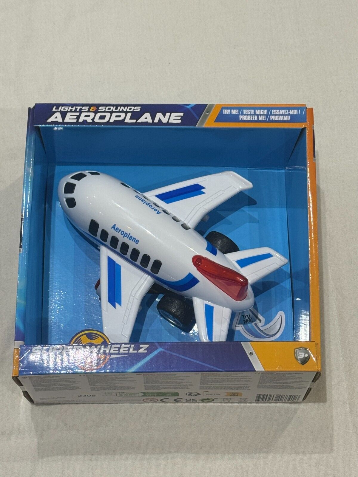 Super Wheelz Airplane Toy for Kids Lights & Realistic Sounds Toddler Plane 3+ - DM Store