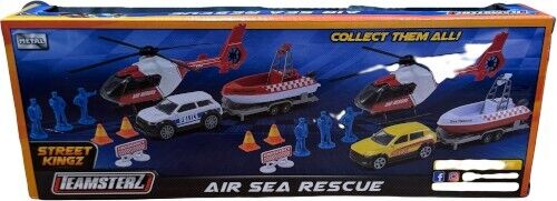 Teamsterz Air Sea Rescue Set Police Helicopter Boat Car Kids Toy - DM Store