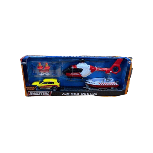 Teamsterz Air Sea Rescue Set Police Helicopter Boat Car Kids Toy - DM Store